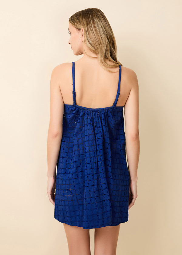 Solid & Striped Lindsay Dress Grid Eyelet Maritime Navy