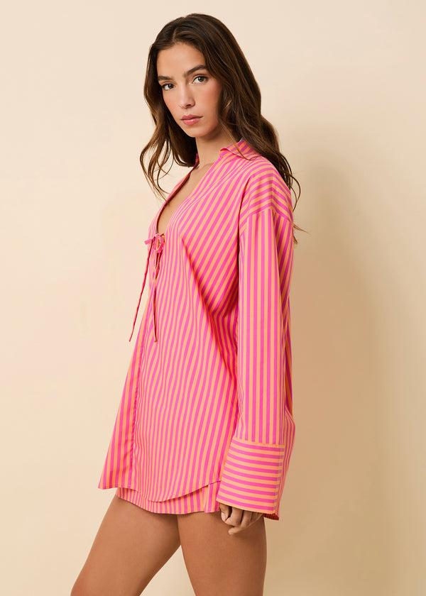 Solid & Striped Livia Tunic Orange Soda / Paradise Pink Stripe