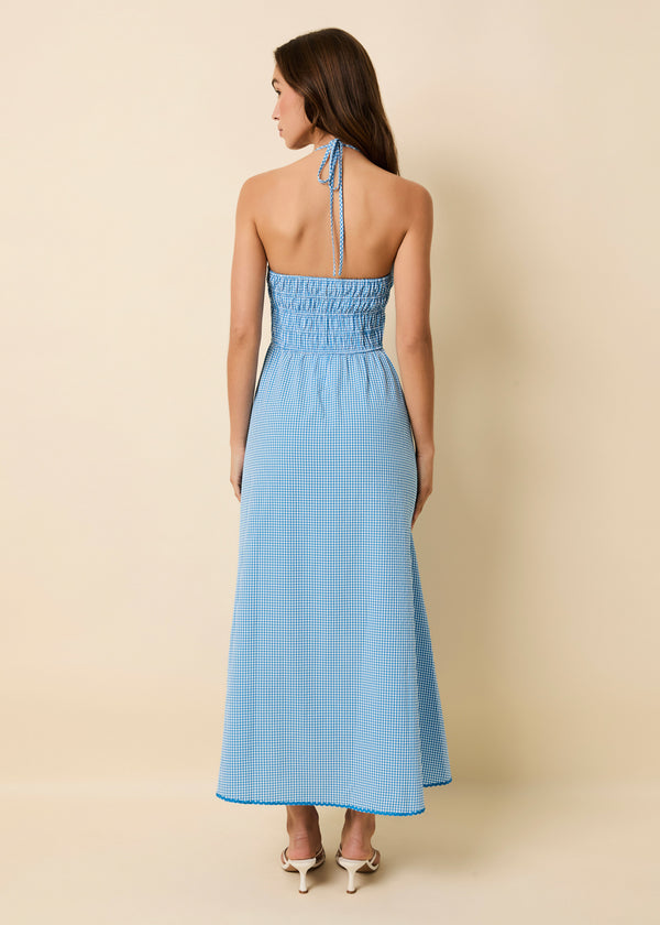 Solid & Striped Lolita Dress Seersucker Cosmic Blue Gingham
