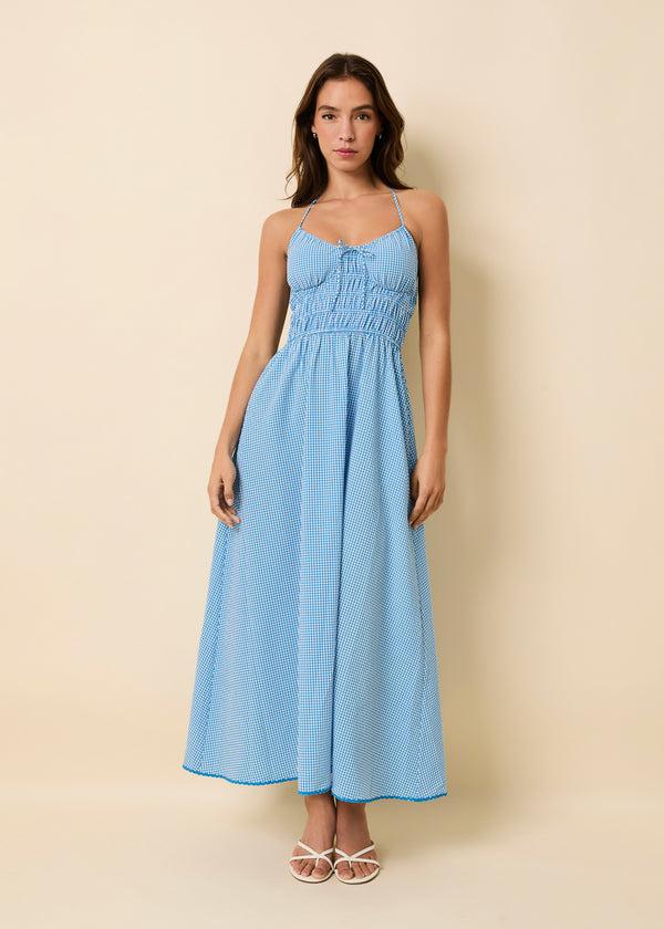 solid & striped Lolita Dress Seersucker Cosmic Blue Gingham