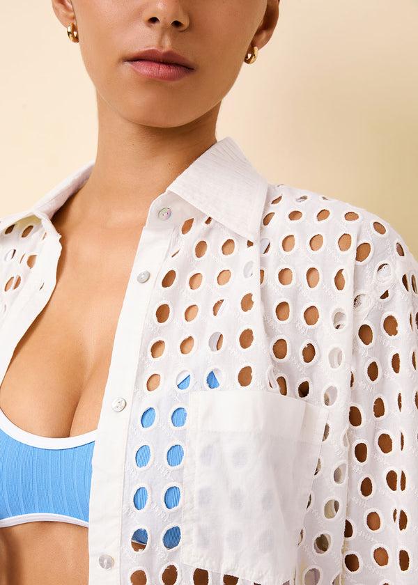 Solid & Striped Oxford Tunic Classic Eyelet Optic White