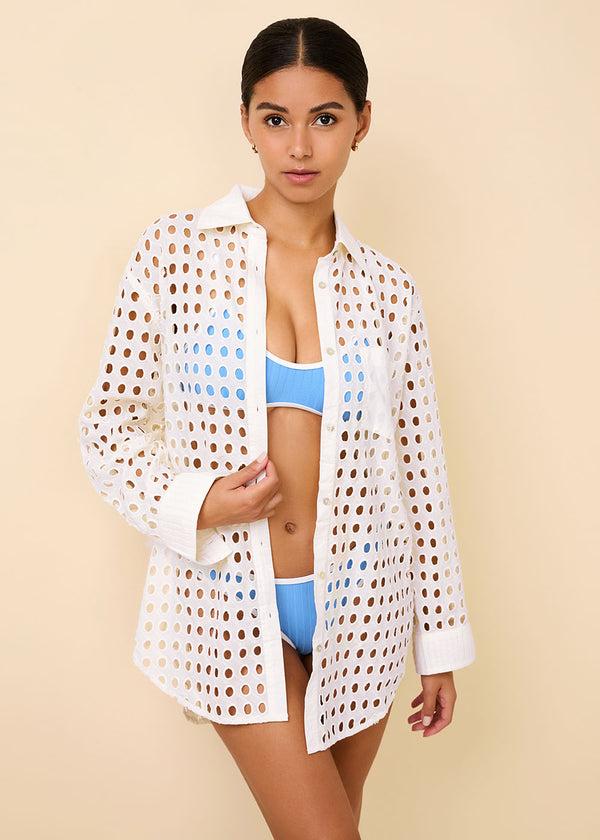 solid & striped Oxford Tunic Classic Eyelet Optic White