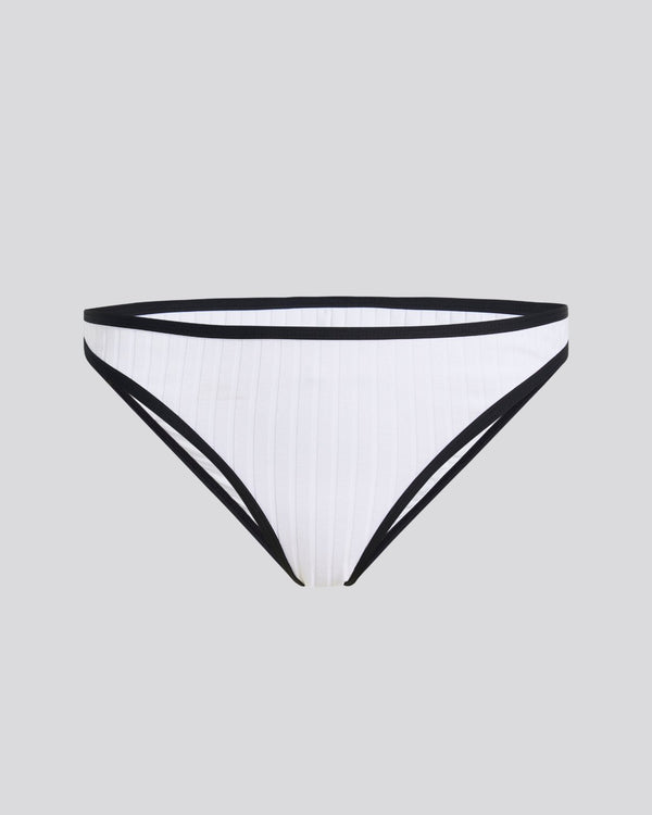 Solid & Striped Rachel Ribbed Bikini Bottom Optic White / Noir