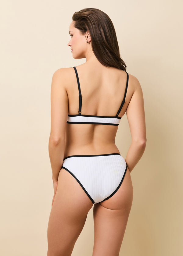 solid & striped Rachel Ribbed Bikini Bottom Optic White / Noir