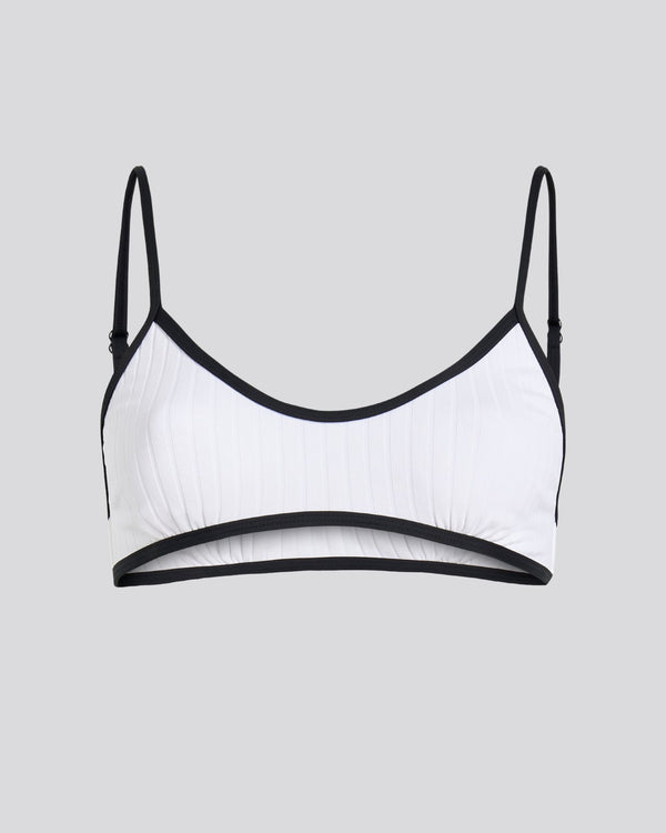 Solid & Striped Rachel Ribbed Bikini Top Optic White / Noir
