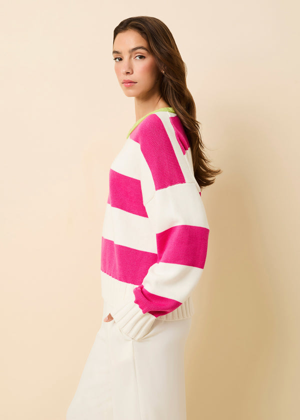 Solid & Striped Reva Sweater Paradise Pink / Sour Apple