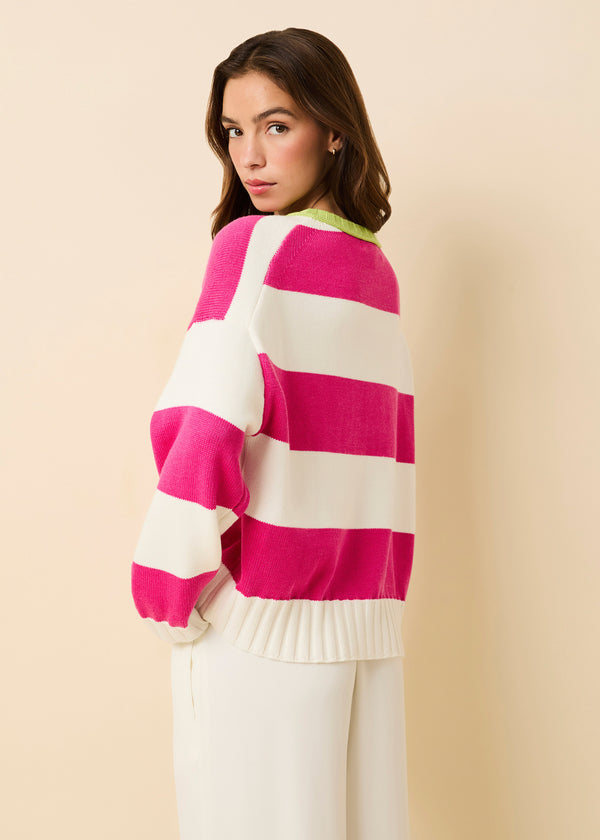 Solid & Striped Reva Sweater Paradise Pink / Sour Apple