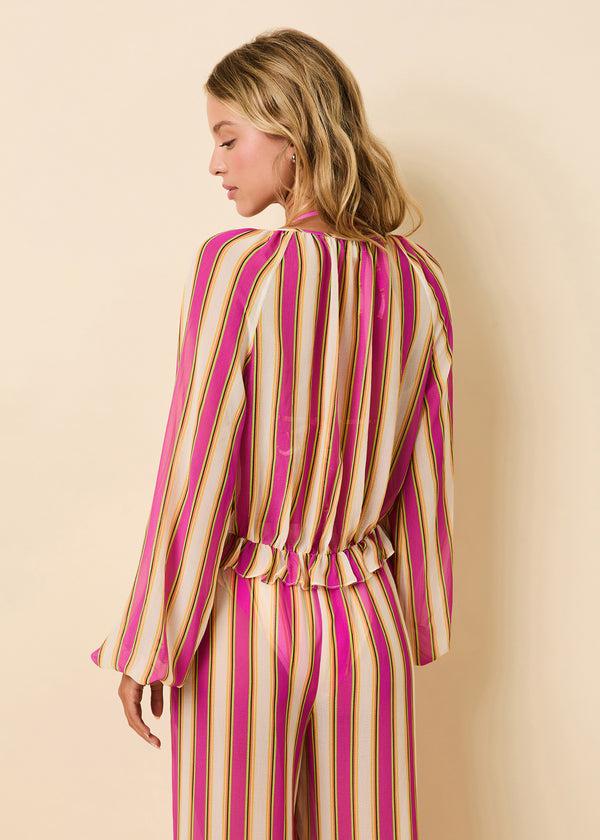 Solid & Striped Seraphina Top Crinkle Sheer South Beach Stripe