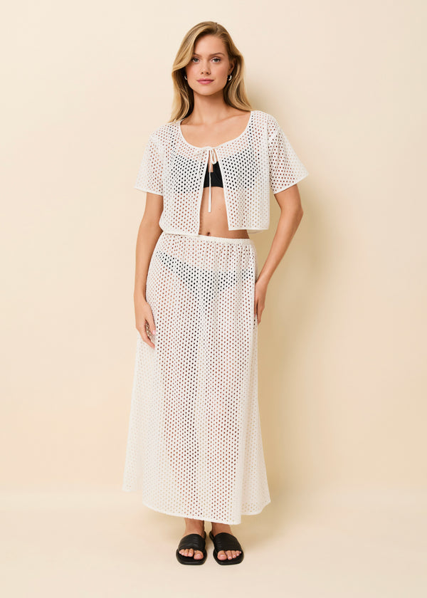 Solid & Striped Shannon Tie Top Baby Eyelet Optic White