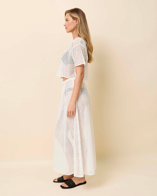 Solid & Striped Shannon Tie Top Baby Eyelet Optic White