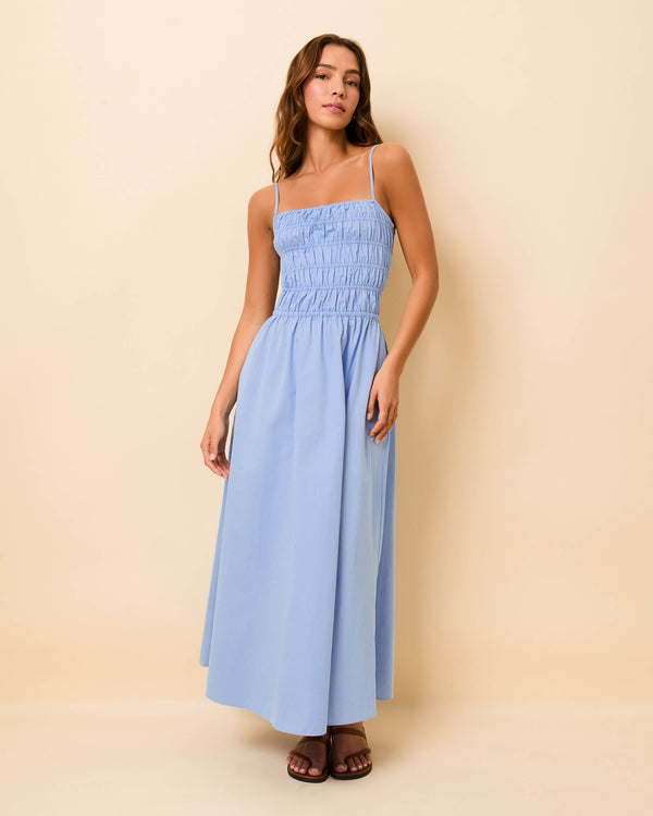 Solid & Striped Delta Midi Dress Poplin Blue Lagoon