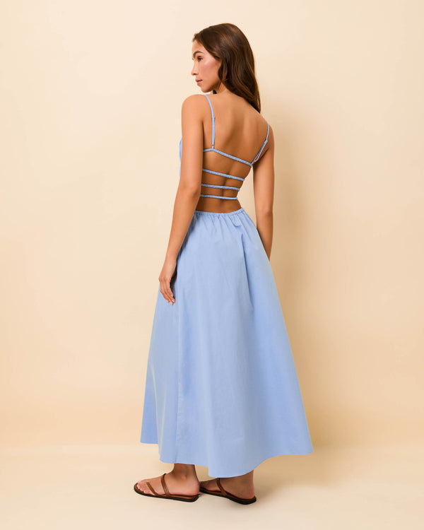Solid & Striped Delta Midi Dress Poplin Blue Lagoon