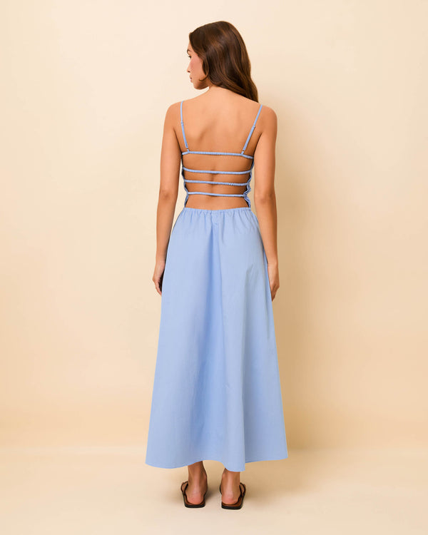 solid & striped Delta Midi Dress Poplin Blue Lagoon