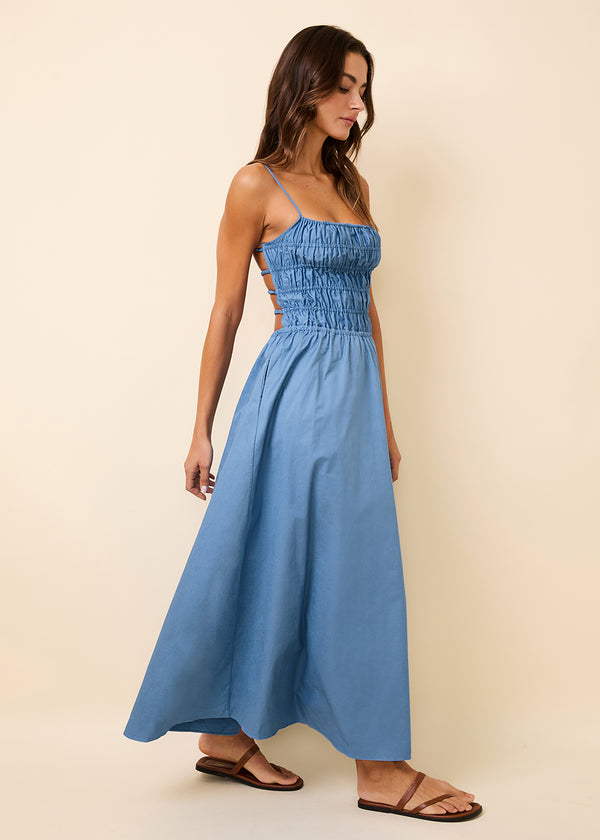 Solid & Striped Delta Midi Dress Poplin Marina Blue