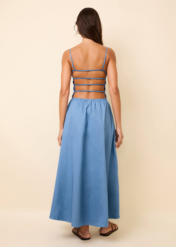 Solid & Striped Delta Midi Dress Poplin Marina Blue