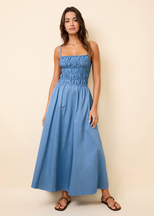 solid & striped Delta Midi Dress Poplin Marina Blue