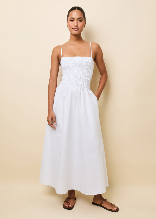 solid & striped Delta Midi Dress Poplin Optic White