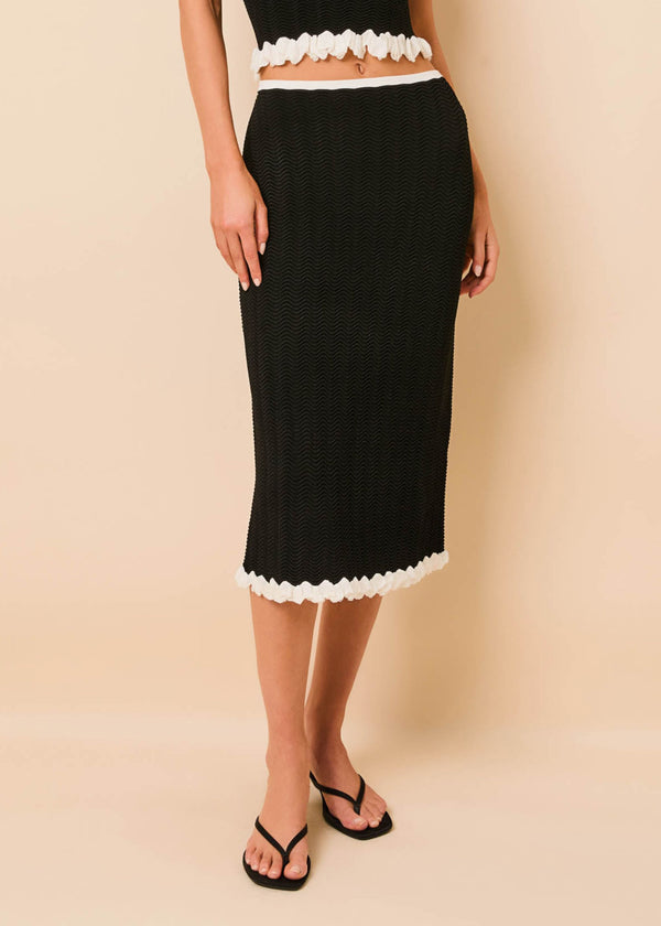 solid & striped Diana Skirt Wavy Rib Noir / Brule