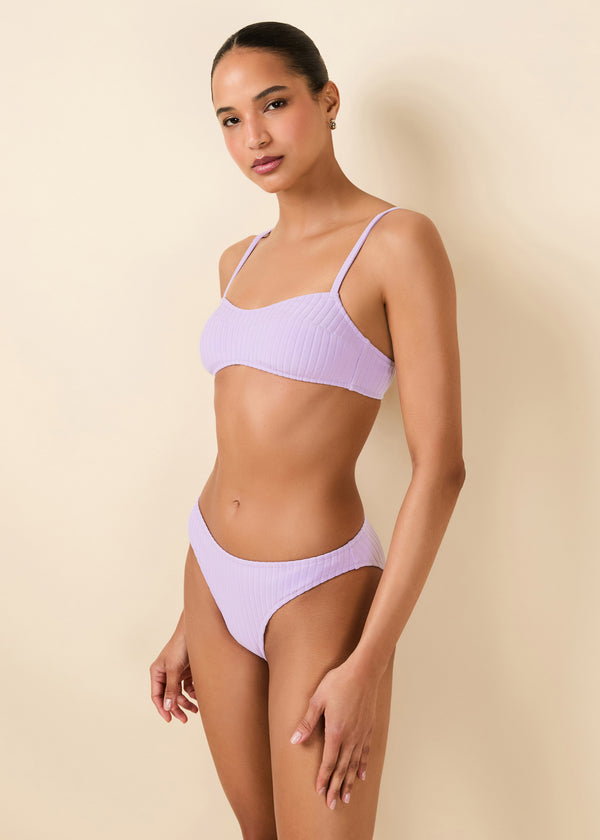 Solid & Striped Elsa Ribbed Bikini Top Lavender