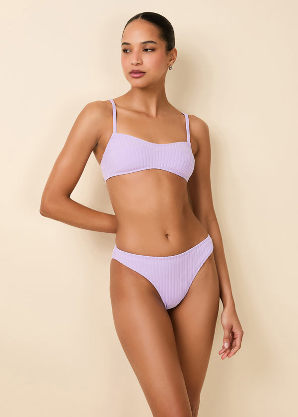 solid & striped Elsa Ribbed Bikini Top Lavender