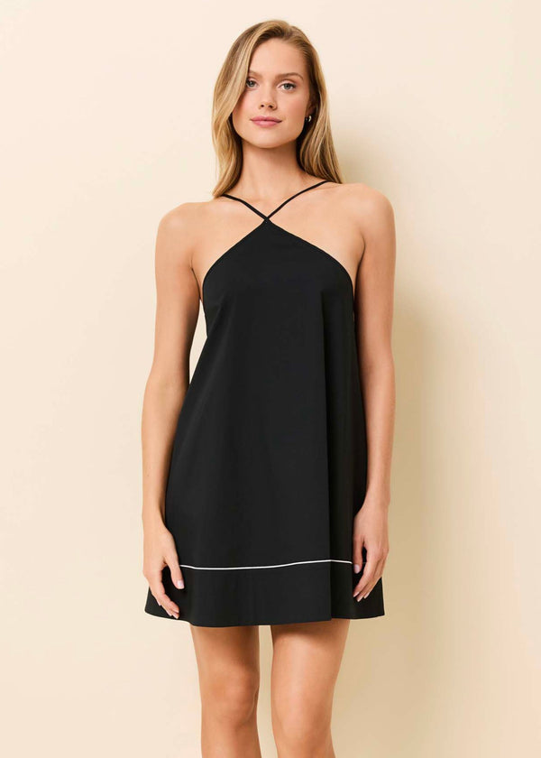 solid & striped Grace Mini Dress Poplin Noir / Brule