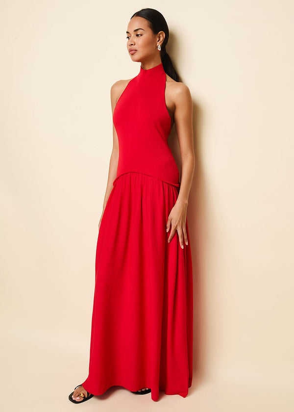 Solid & Striped Halter Soglio Dress Apple Red