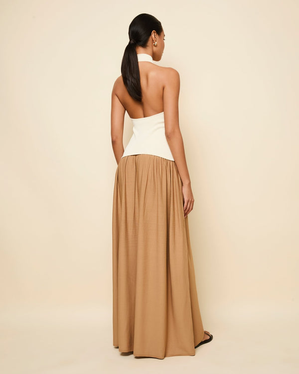 Solid & Striped Halter Soglio Dress Ecru Camel