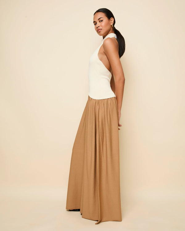 Solid & Striped Halter Soglio Dress Ecru Camel