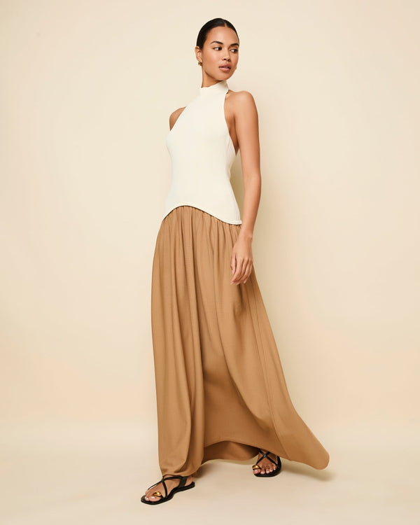 solid & striped Halter Soglio Dress Ecru Camel