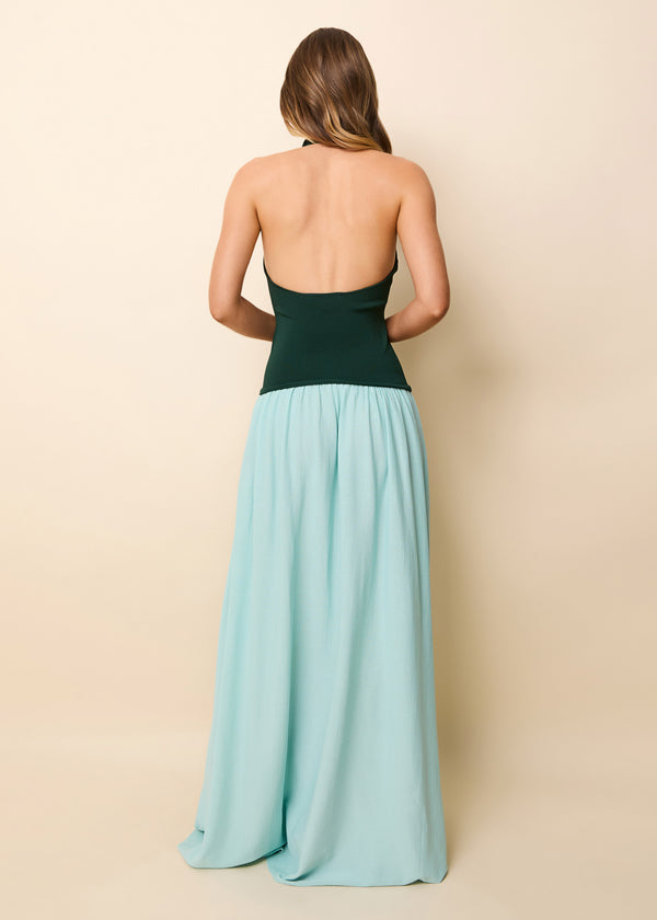 Solid & Striped Halter Soglio Dress Evergreen / Sky