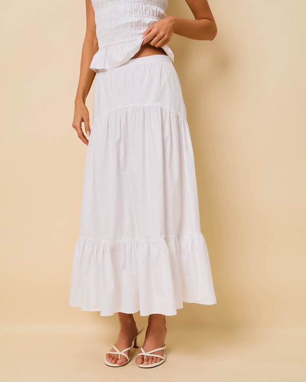solid & striped Indra Skirt Poplin Optic White