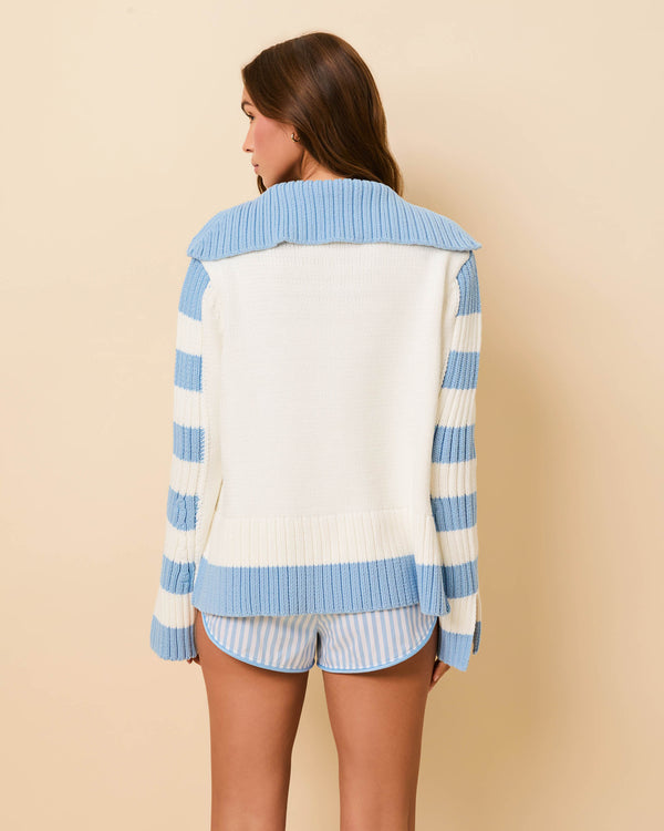 Solid & Striped Jack Sweater Brule / Blue Lagoon