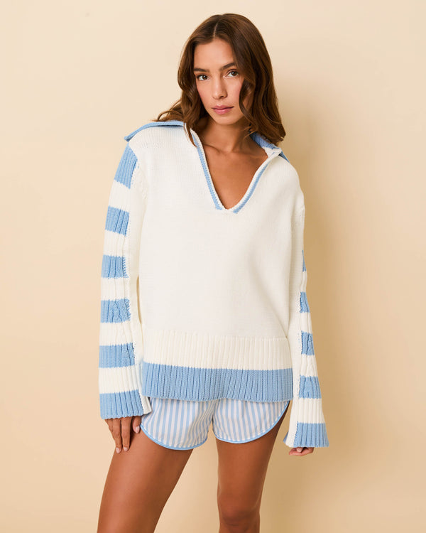 solid & striped Jack Sweater Brule / Blue Lagoon