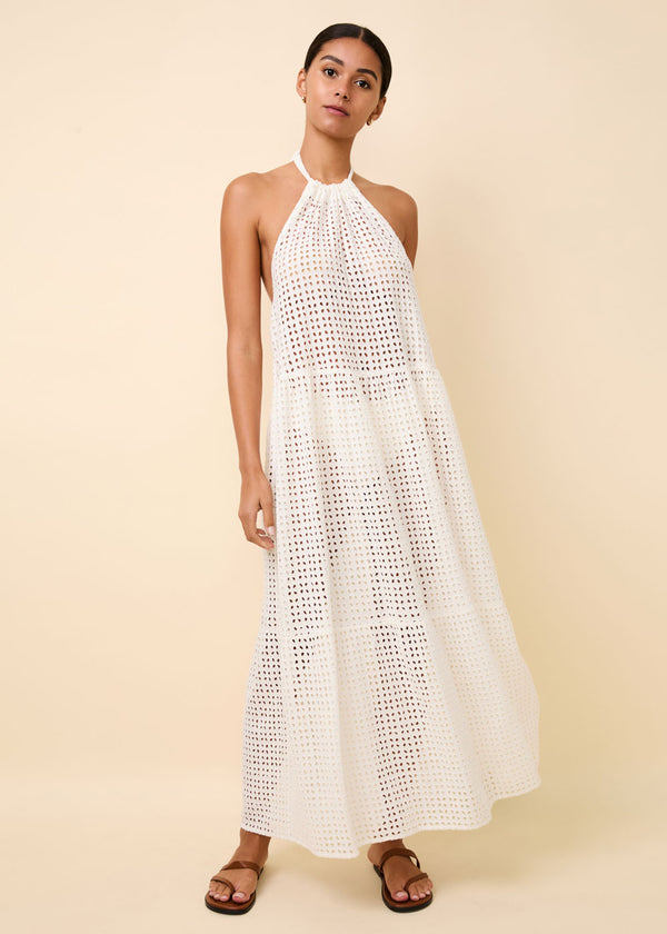 solid & striped Kai Dress Leaf Eyelet Brule