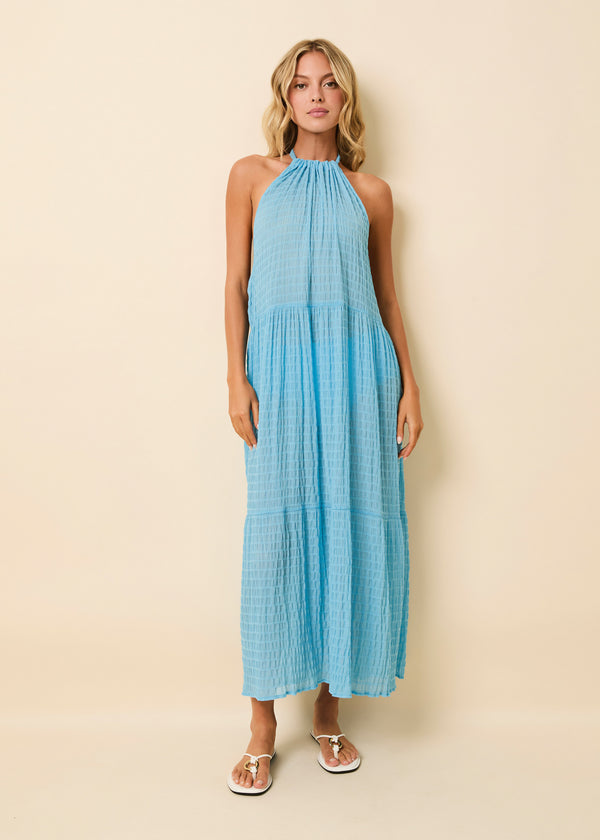 solid & striped Kai Dress Smocked Ocean Mist