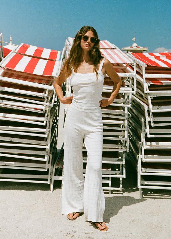 Solid & Striped Lenny Tank Grid Knit Optic White