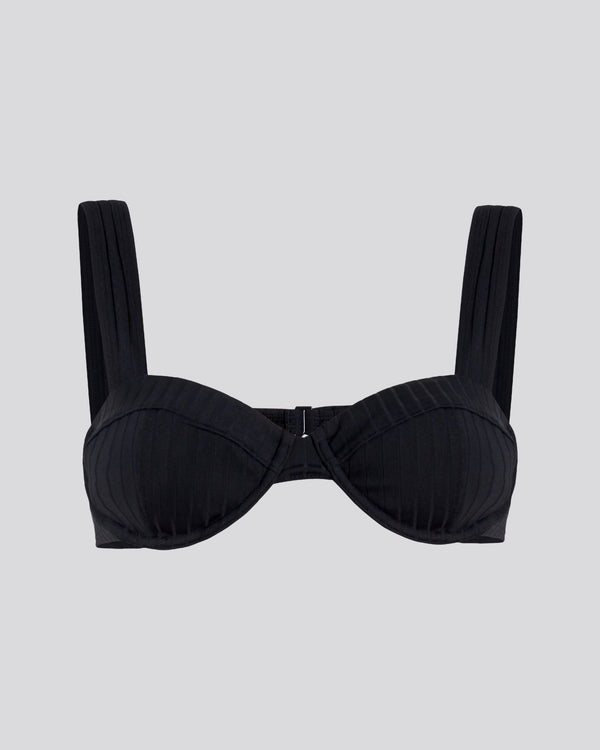 Solid & Striped Lilo Ribbed Bikini Top Noir