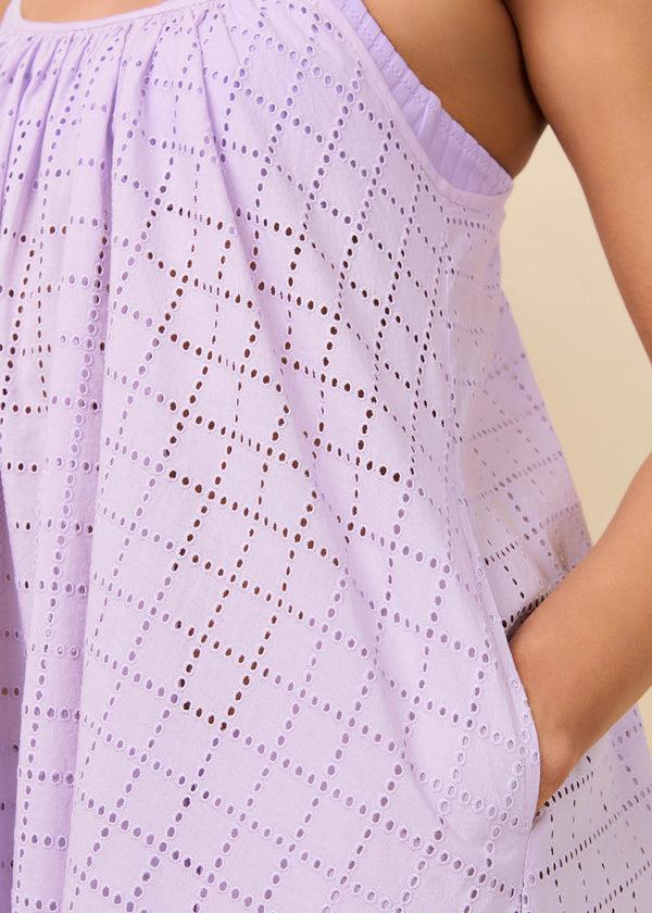 Solid & Striped Lindsay Dress Grid Eyelet Lavender