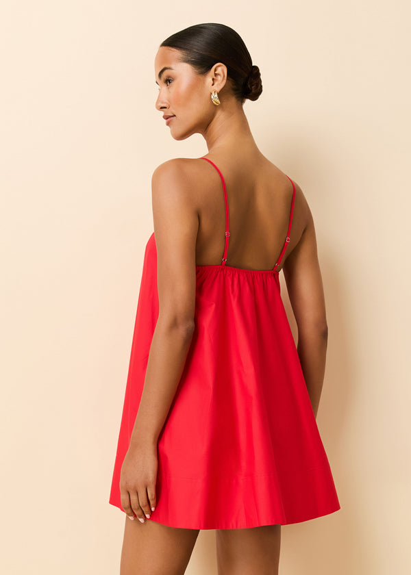 Solid & Striped Lindsay Dress Poplin Lipstick Red
