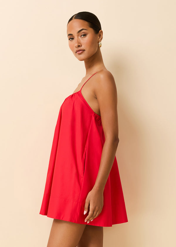Solid & Striped Lindsay Dress Poplin Lipstick Red