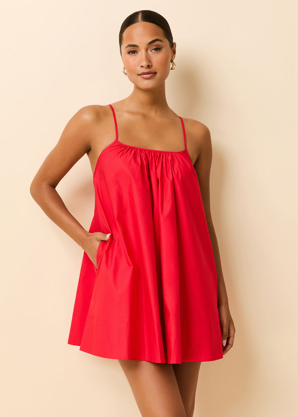 solid & striped Lindsay Dress Poplin Lipstick Red