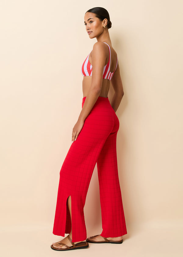 Solid & Striped Logan Pant Grid Knit Lipstick Red