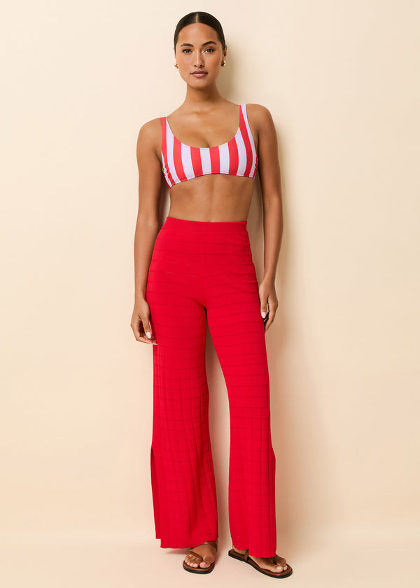 Solid & Striped Logan Pant Grid Knit Lipstick Red