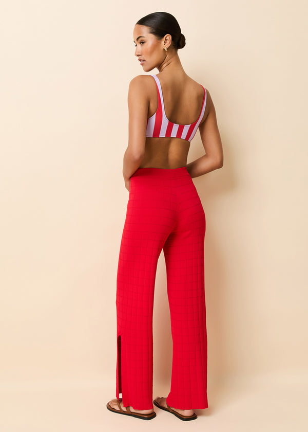 Solid & Striped Logan Pant Grid Knit Lipstick Red