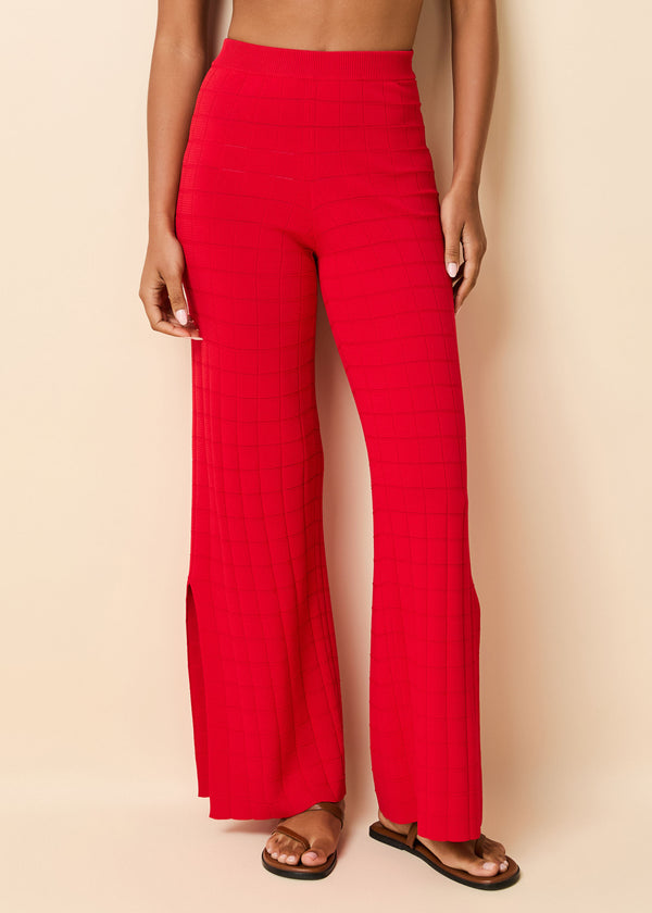 solid & striped Logan Pant Grid Knit Lipstick Red