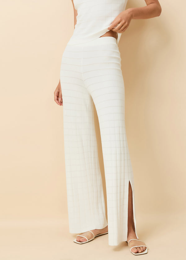 solid & striped Logan Pant Grid Knit Optic White