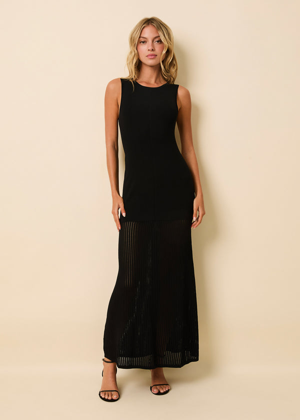 solid & striped Lucerne Pointelle Dress Noir