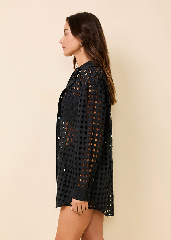 Solid & Striped Oxford Tunic Classic Eyelet Noir