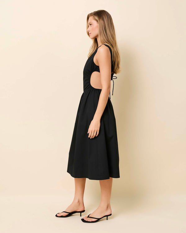Solid & Striped Sabine Midi Dress Poplin Noir