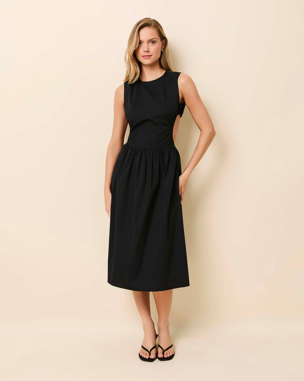 solid & striped Sabine Midi Dress Poplin Noir
